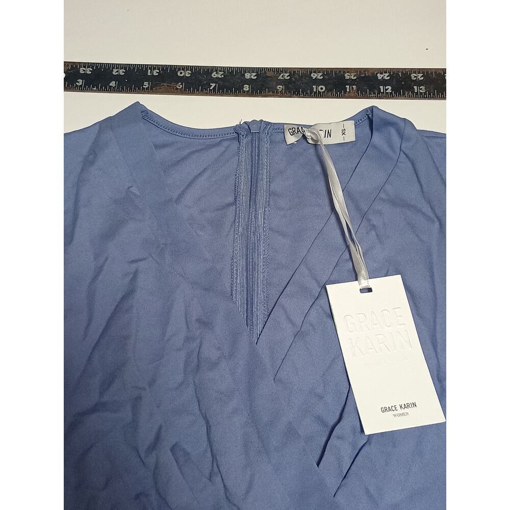 Grace Karen Women's Blue V-Neck Long Sleeve Dress NWT - Picture 6 of 7